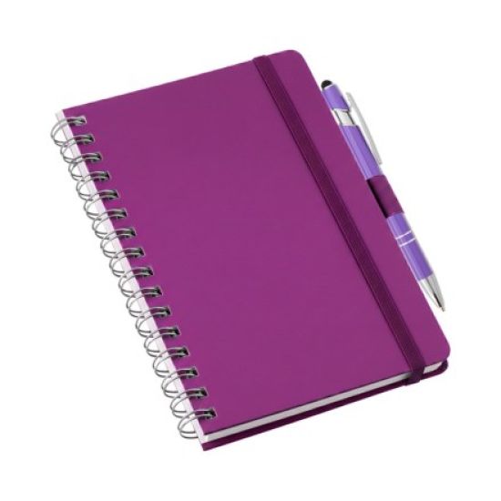 Caderneta Tipo Moleskine Grande em Wire-o Com Suporte de Caneta e Pauta