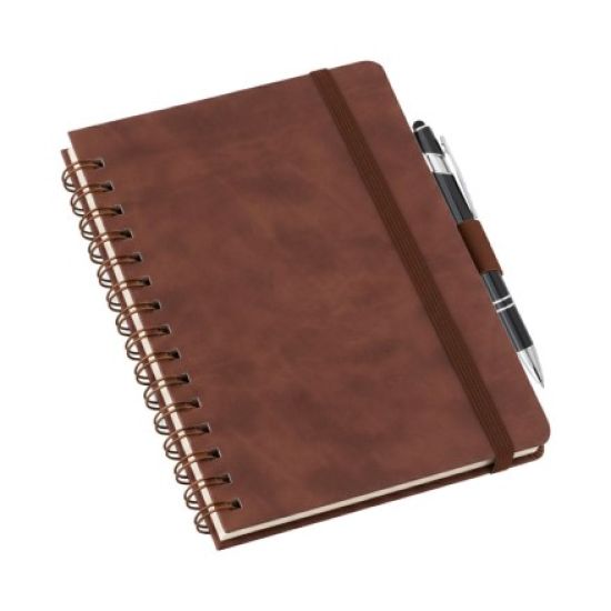 Caderneta Tipo Moleskine Grande em Wire-o Com Suporte de Caneta e Pauta