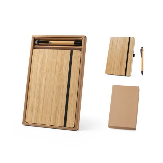 Conjunto de caderno A5 em bambu