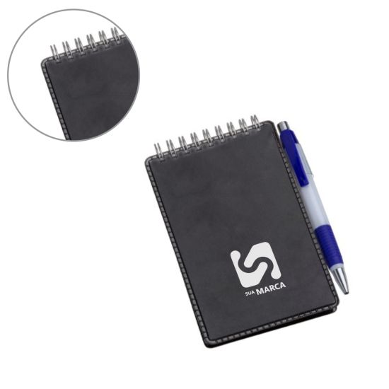 Caderneta de Anotações Vertical Preta