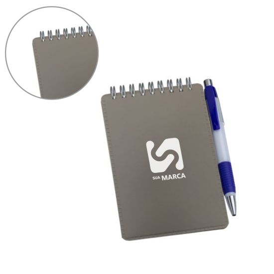Caderneta de Anotações Vertical Cinza