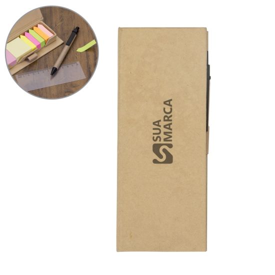 Bloco de Anotações com Autoadesivos e Caneta