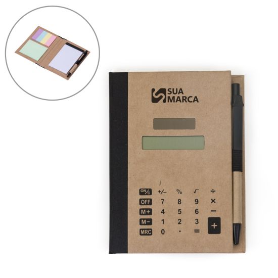 Bloco de Anotações com Autoadesivos e Calculadora