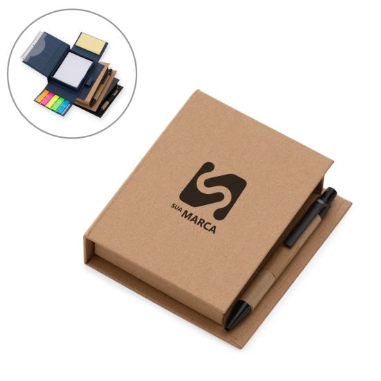 Bloco de Anotações com Caneta e Autoadesivo