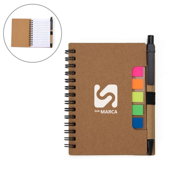 Bloco de Anotações Ecológico com Autoadesivos e Caneta