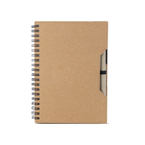 Caderno capa em papelão reciclado com caneta