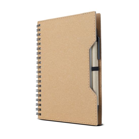 Caderno capa em papelão reciclado com caneta