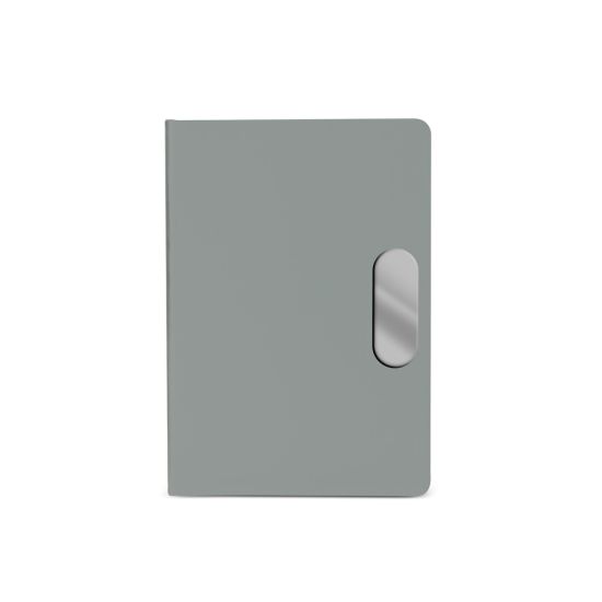 Caderno em PU com placa em metal