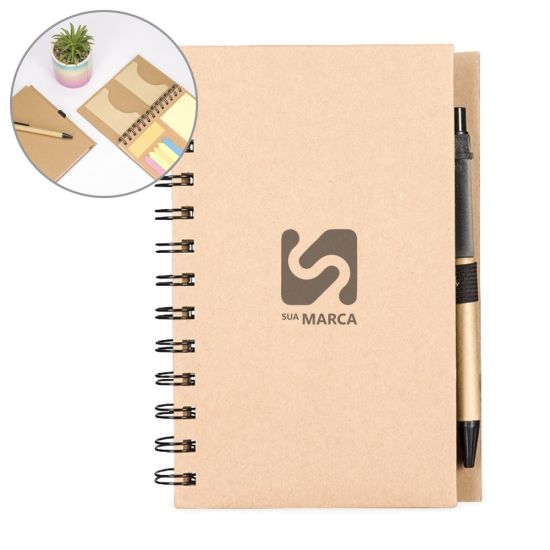 Caderno Ecológico com Autoadesivos e Caneta