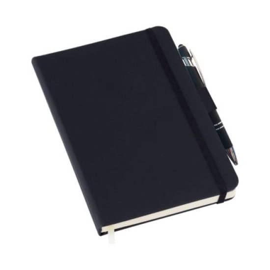 Caderneta tipo MOLESKINE Preto com Suporte para Caneta