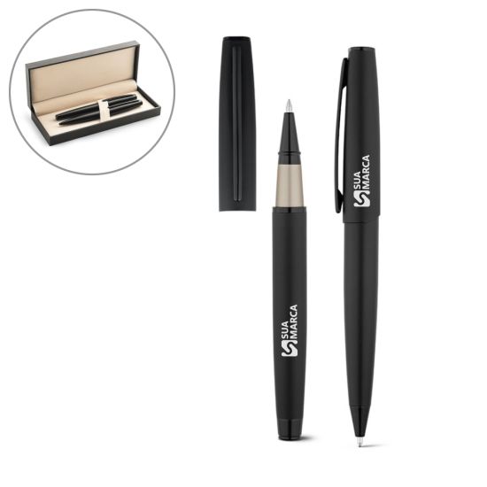 Kit Caneta de Metal Esferográfica e Roller Benton