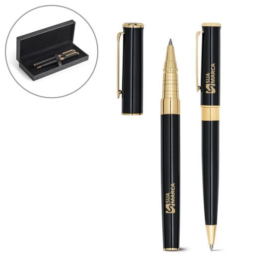 Kit Caneta de Metal Esferográfica e Roller Versailles