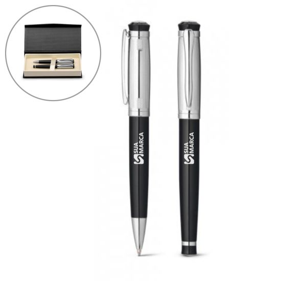 Kit Caneta de Metal Esferográfica e Roller Orlando