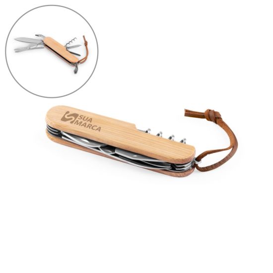 Canivete Multifunções em Bambu e Aço Inox Ryker