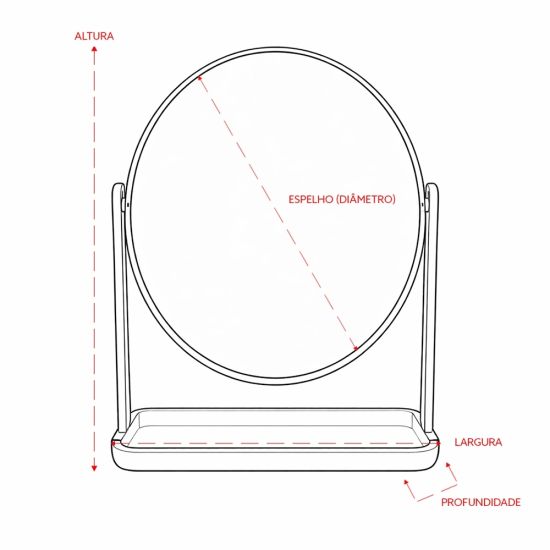 Espelho de Mesa Plástico