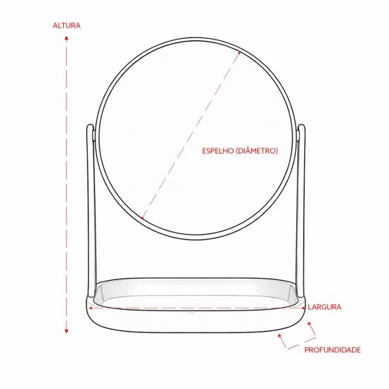 Espelho de Mesa Plástico