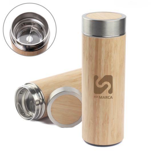 Garrafa em Bambu e Aço Inox 400ml