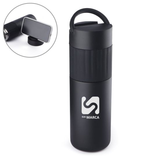 Garrafa Térmica de Aço Inox Suporte para Celular 500ml