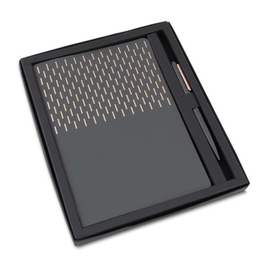 Kit Escritório Caderno Capa em PU e Caneta Metálica