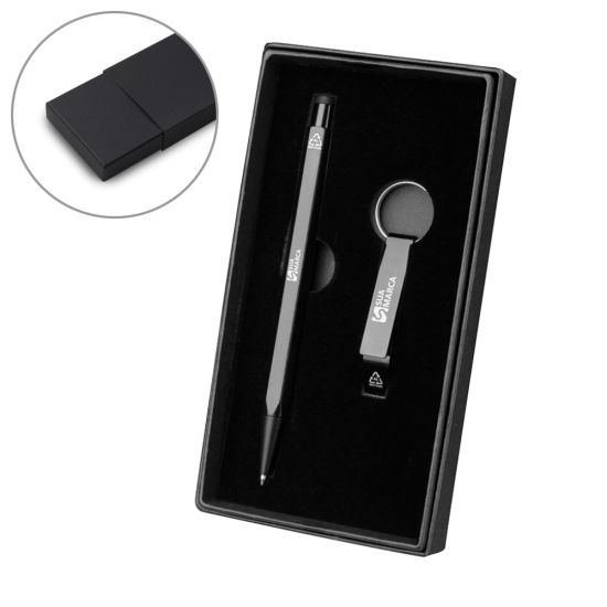 Conjunto Caneta e Chaveiro