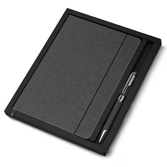 Kit Escritório A5 Capa em Couro Reciclado e Caneta Metálica