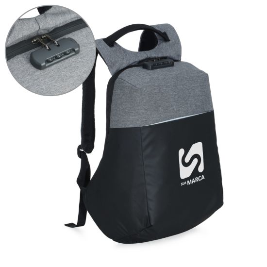 Mochila de Poliéster Anti-Furto USB com Segredo