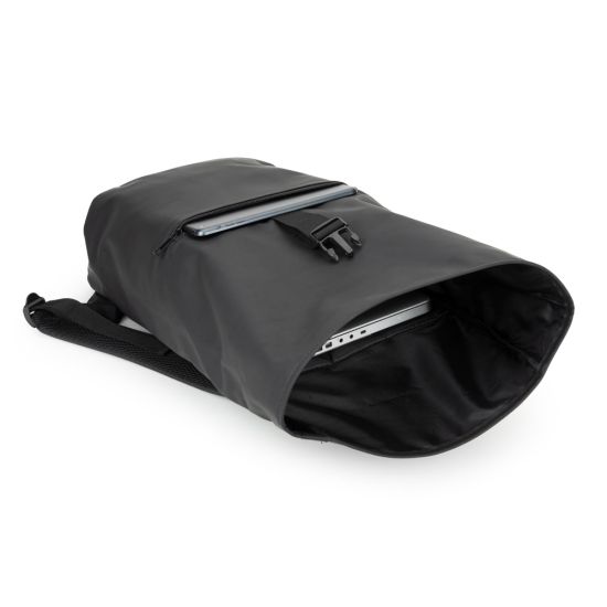 Mochila "Roll Top" em PU com Bolso para Notebook (16")