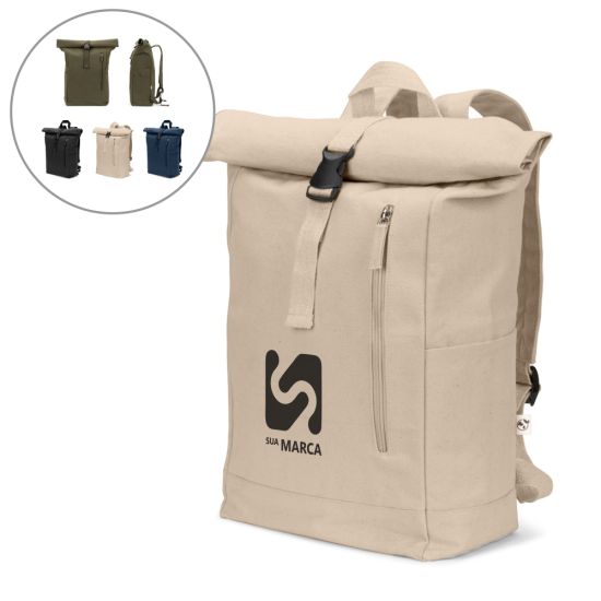 Mochila "Roll Top" em Algodão Reciclado e Poliéster Reciclado (380 g/m²) - SAINT
