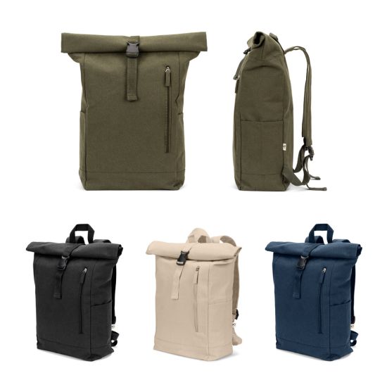 Mochila "Roll Top" em Algodão Reciclado e Poliéster Reciclado (380 g/m²) - SAINT