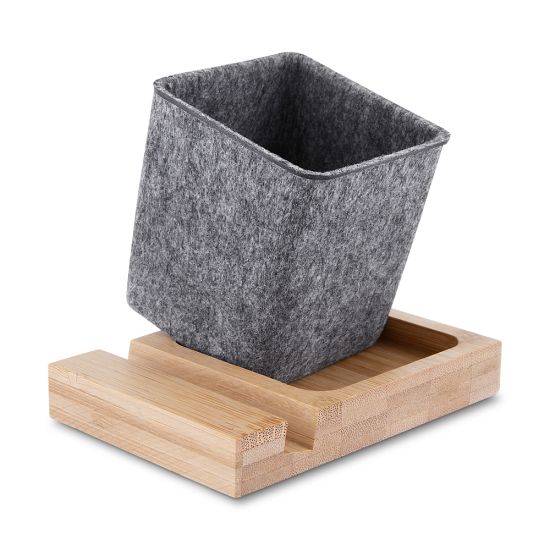 Porta Objetos/Smartphone em Feltro e Bambu