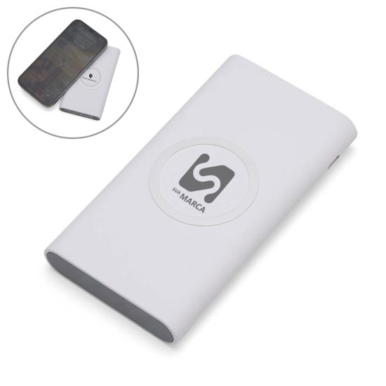 Power Bank 8000mAh com Carregamento via Indução ou via Cabo