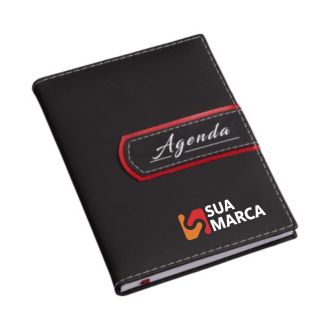 Agenda 2026 Luxo Preta com Detelhe Vermelho