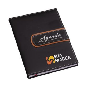 Agenda 2026 Luxo Preta com Detelhe Marrom