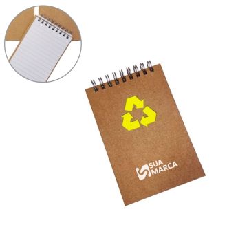 CADERNETA KRAFT ECOLÓGICA COM FUNDO AMARELO NEON