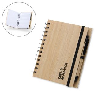 Bloco de Anotações Bambu com Caneta