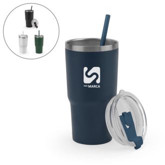 Copo de Viagem Compacto em Aço Inox 91% Reciclado 600ml Jorhey M