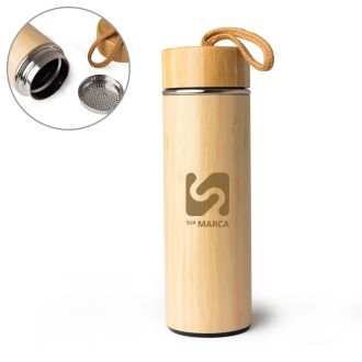 Garrafa Térmica Bambu 400ml com Infusor