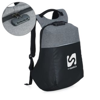 Mochila de Poliéster Anti-Furto USB com Segredo