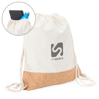 Mochila Saco de Lona e Cortiça