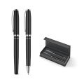 Set premium composto por 1 caneta esferográfica e 1 caneta roller em cobre e aço inox