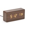 Relógio Despertador de Madeira Com Painel LED