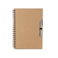 Caderno capa em papelão reciclado com caneta