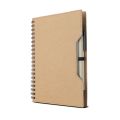 Caderno capa em papelão reciclado com caneta