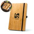 Caderno A5 de capa e contracapa em placa de bambu